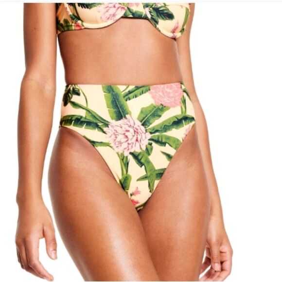 Agua Bendita x Target Peony Botanical/Stripe Print Reversible High-Waist Cheeky - Picture 1 of 8
